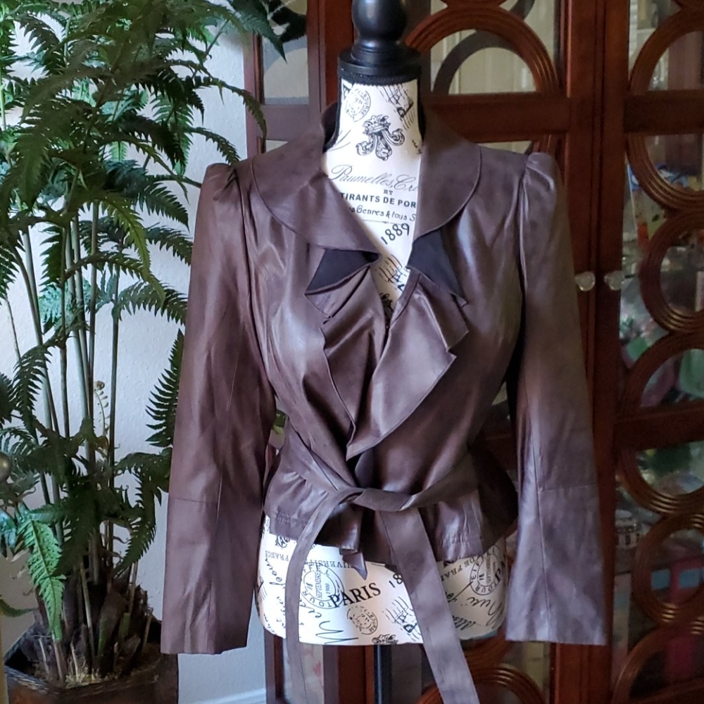 Brown faux leather jacket